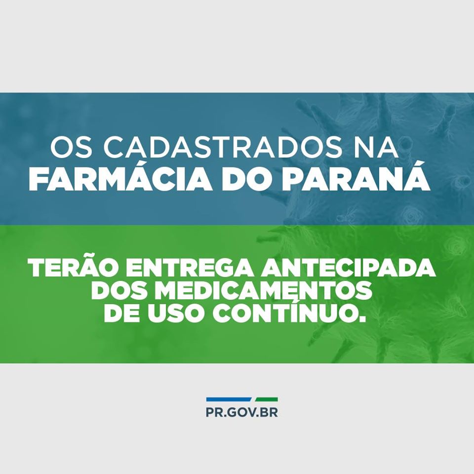 Cadastrados na Farmácia Paraná terão entrega antecipada de medicamentos