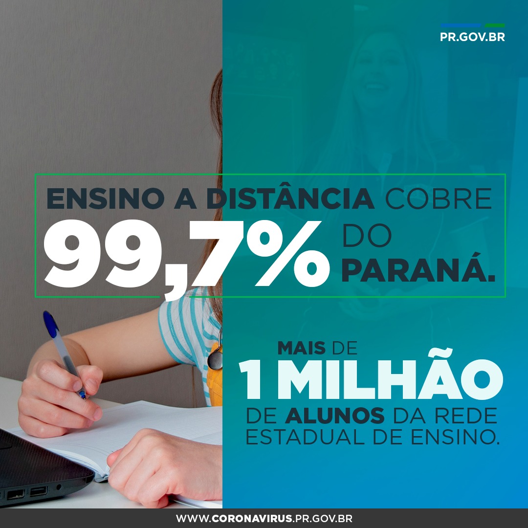 Ensino a distância cobre 99,7% do Paraná