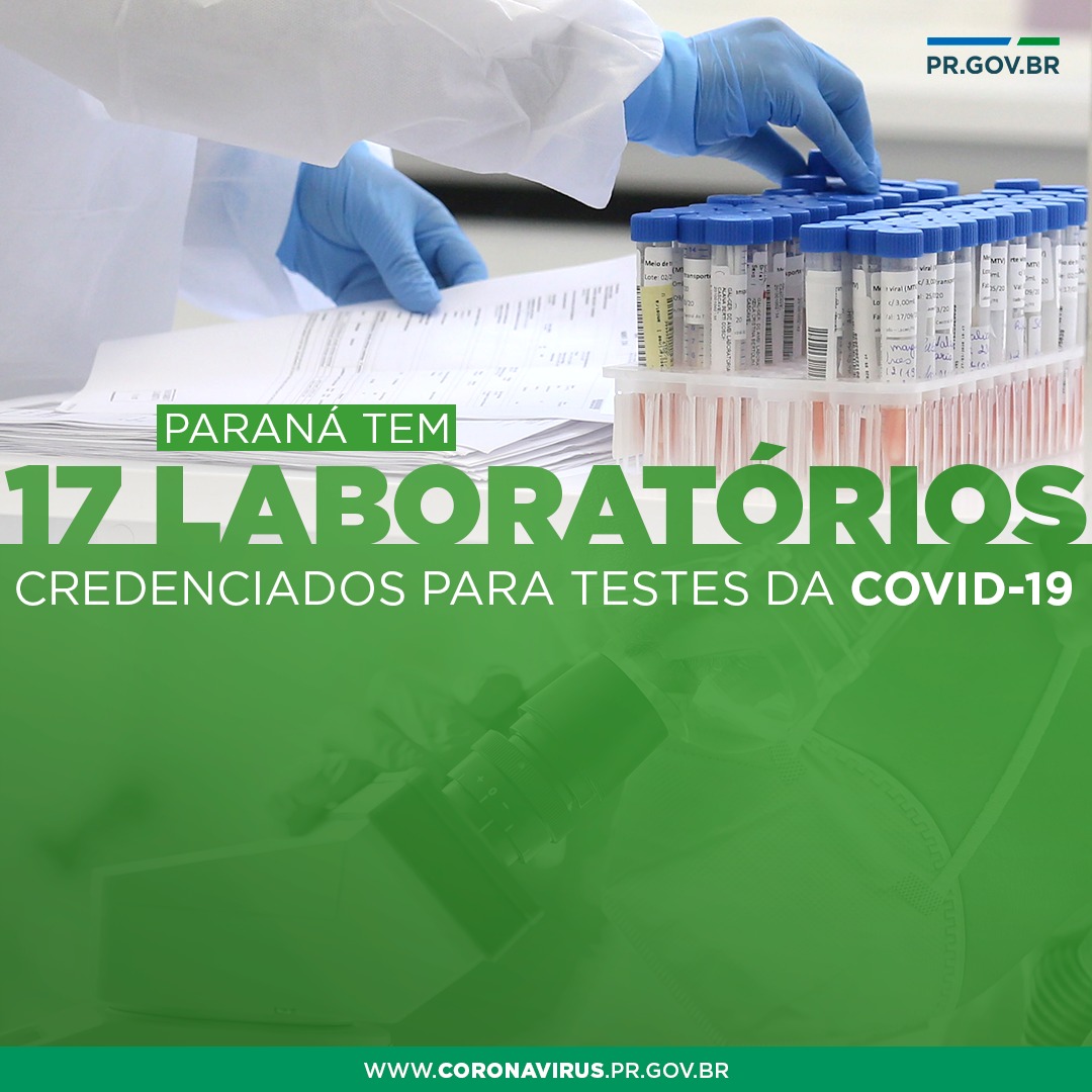 Paraná tem 17 laboratórios credenciados para testes da COVID-19