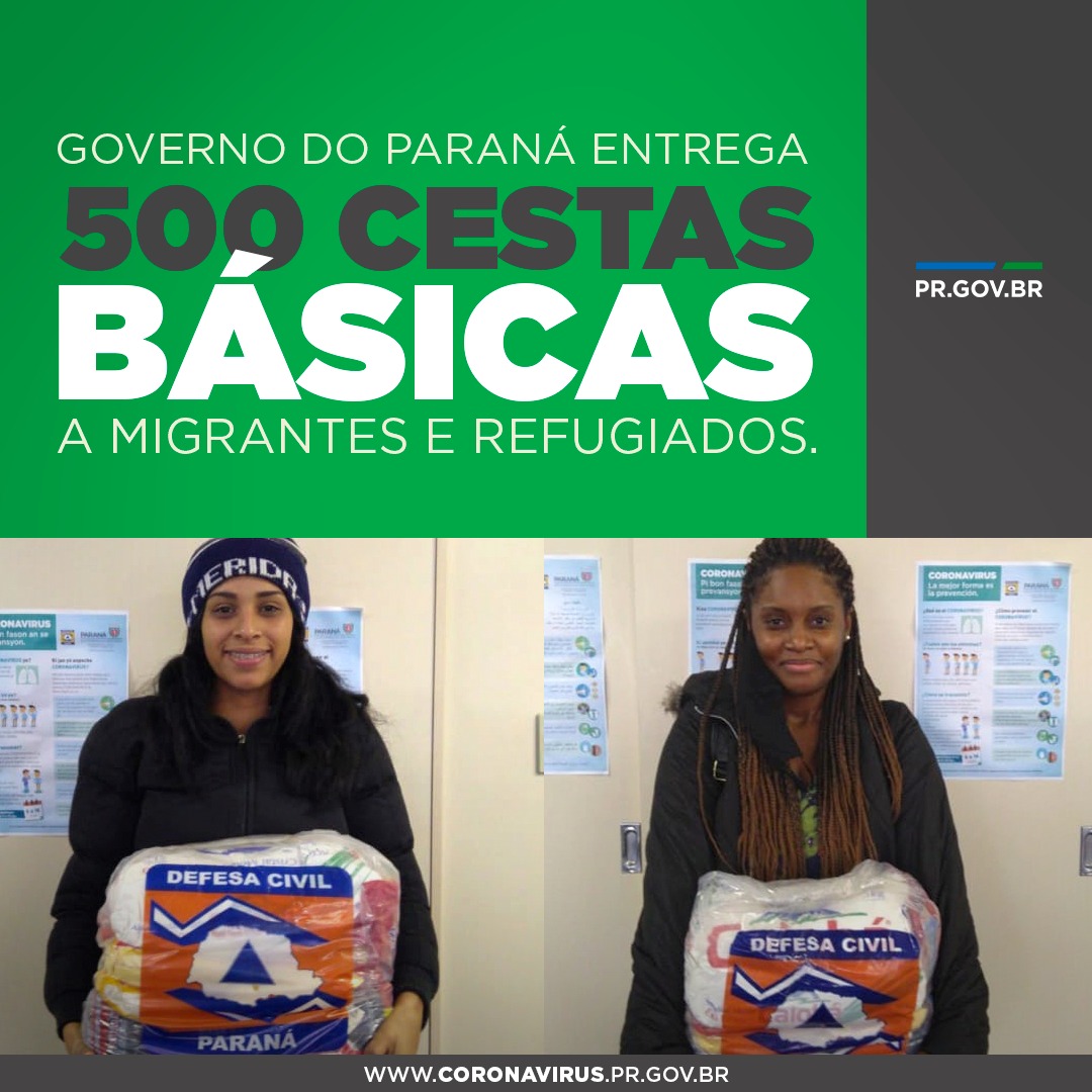 Governo do Paraná entrega 500 cestas básicas a migrantes e refugiados