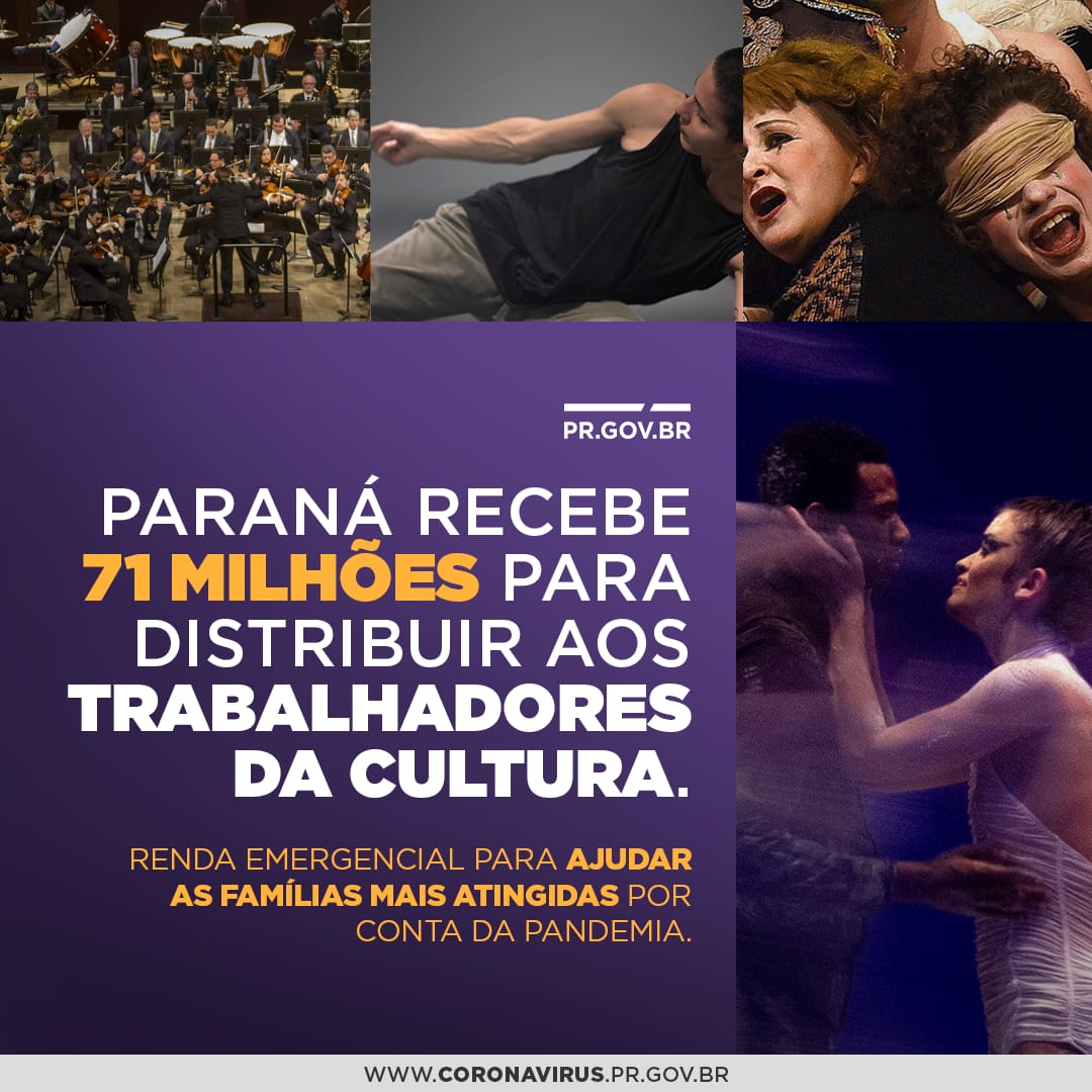 Paraná Recebe 71 milhões para distribuir aos trabalhadores da cultura