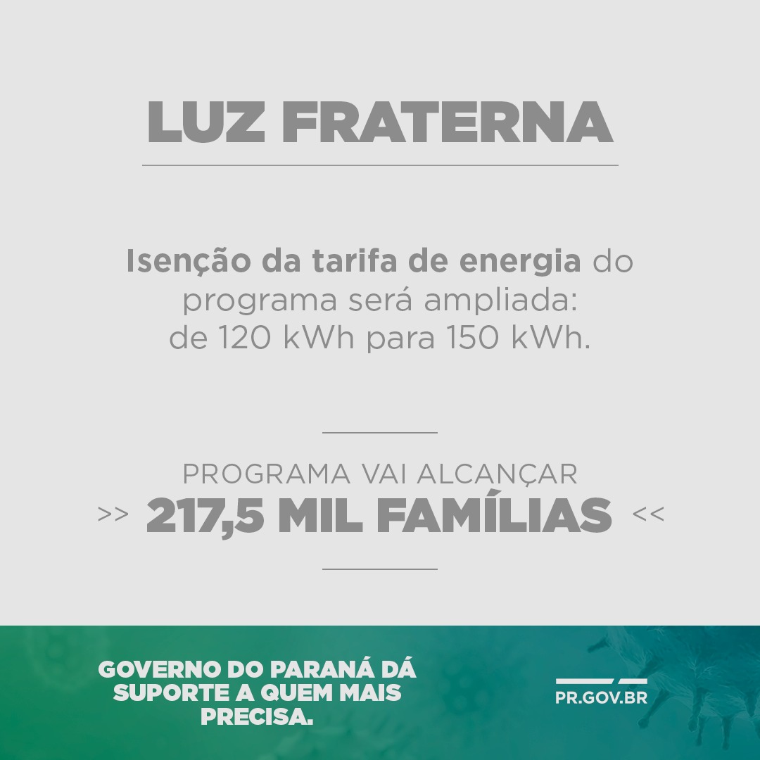 Isenção da tarifa de energia ampliada