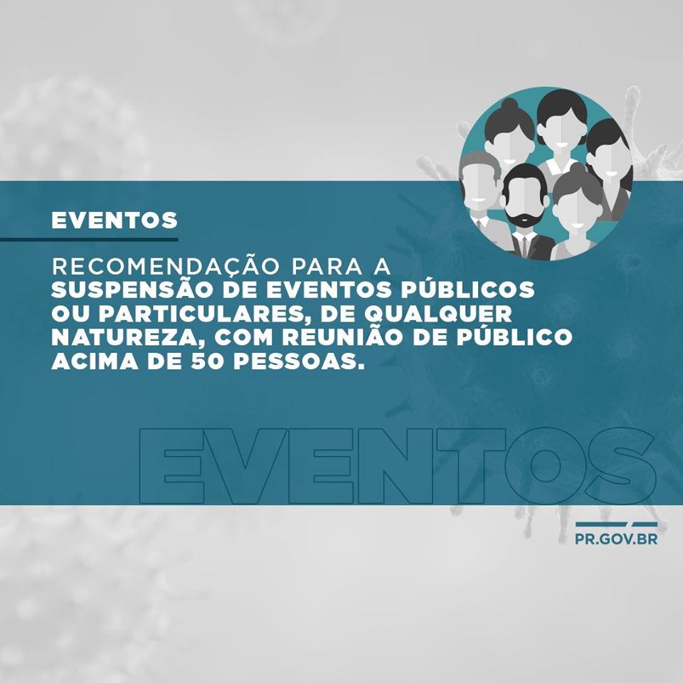 Recomendação para suspensão de eventos públicos ou particulares