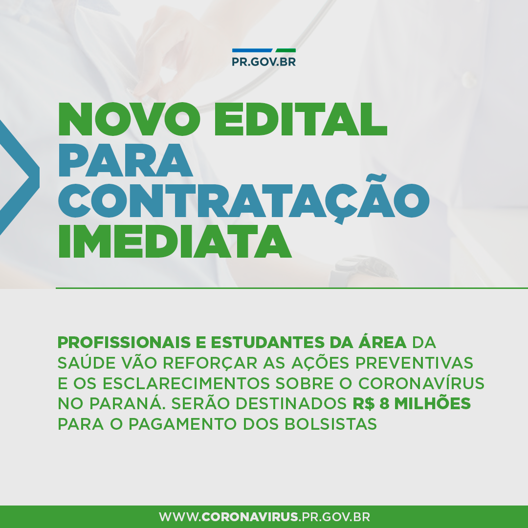 Novo edital para contratação imediata