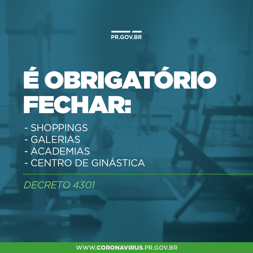 É obrigatório fechar shoppings, galerias, academias e centros de ginástica