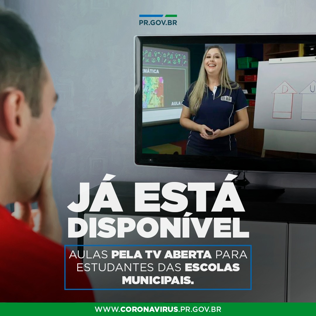 Aulas pela TV aberta para estudantes das escolas municipais