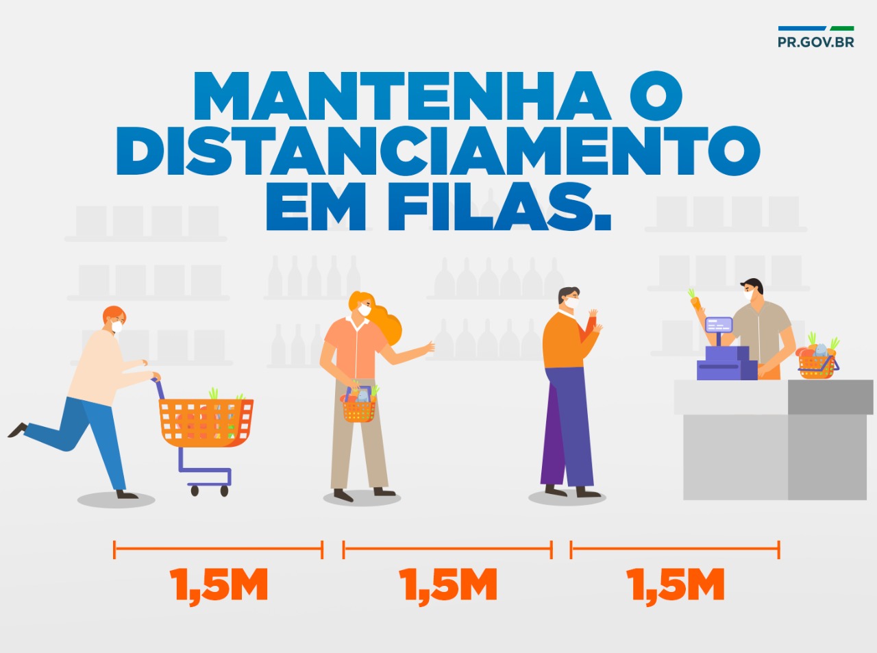 Mantenha o distanciamento em filas